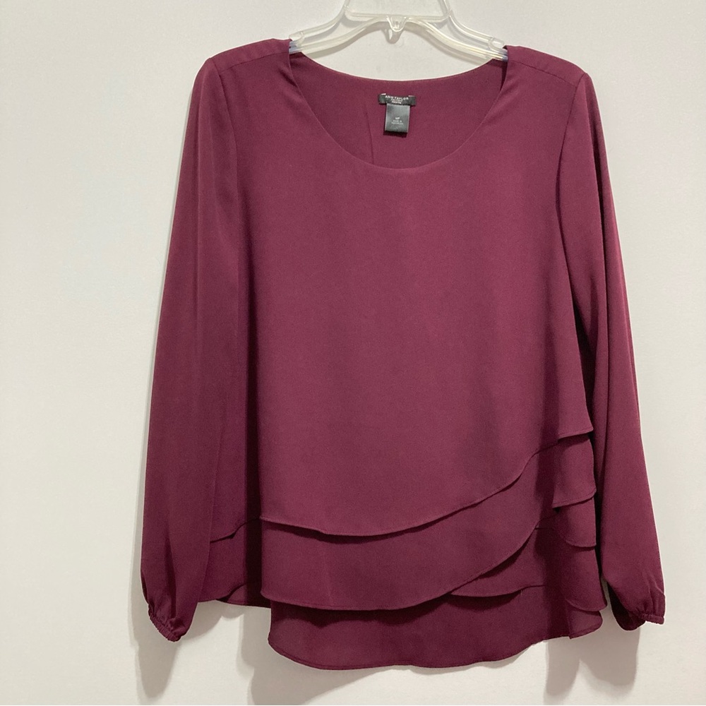 Ann Taylor Women’s Maroon Burgundy Cranberry Asymmetrical Blouse